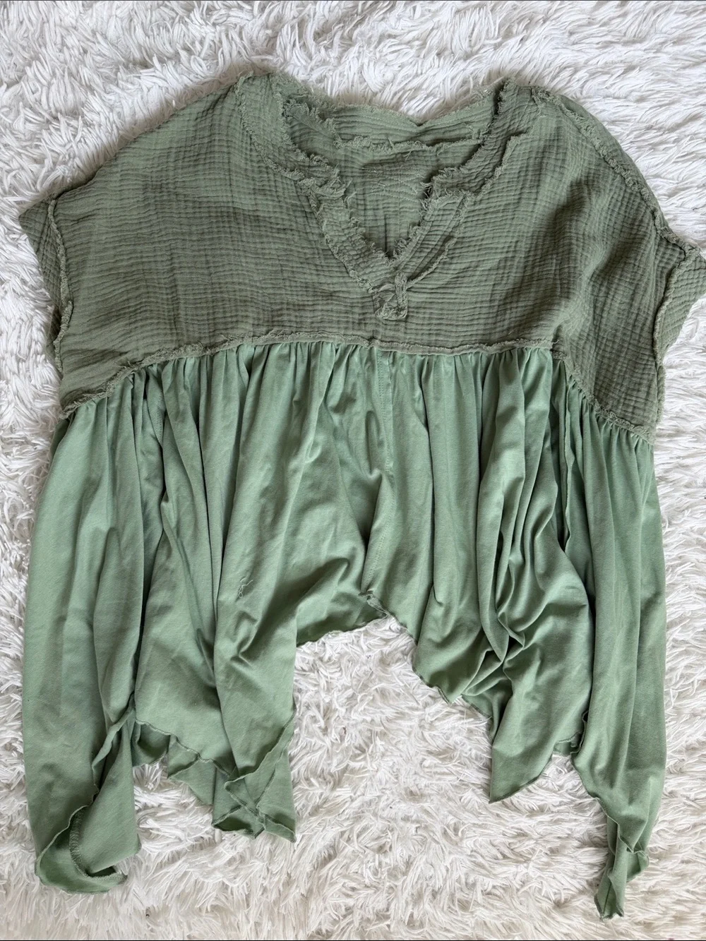 Boho Hippie Asymmetrical Hem Hippie Top Size XS